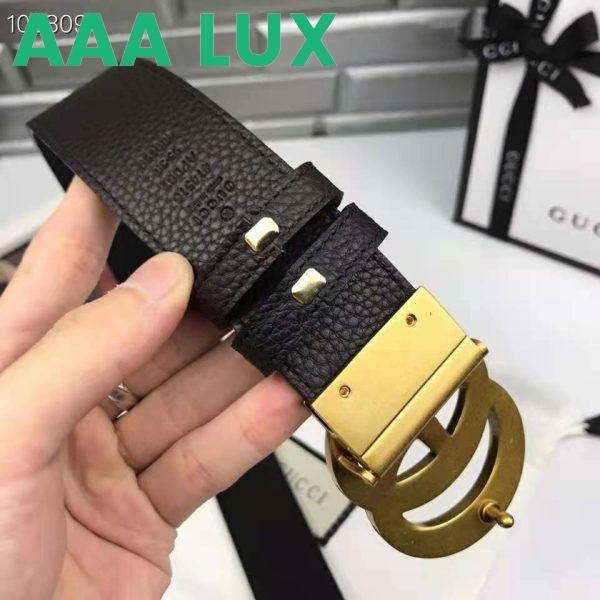 Replica Gucci Unisex Reversible Leather Belt with Double G Buckle 4 cm Width-Black 10