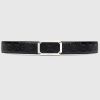 Replica Gucci Unisex Reversible Leather Belt with Double G Buckle 4 cm Width-Black 11