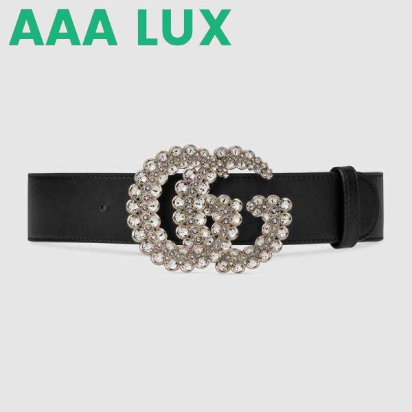Replica Gucci Women GG Leather Belt with Double G Buckle 4 cm Width-Black