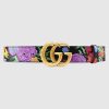 Replica Gucci Women Ken Scott Print GG Marmont Belt Double G Buckle 4 cm Width-Black