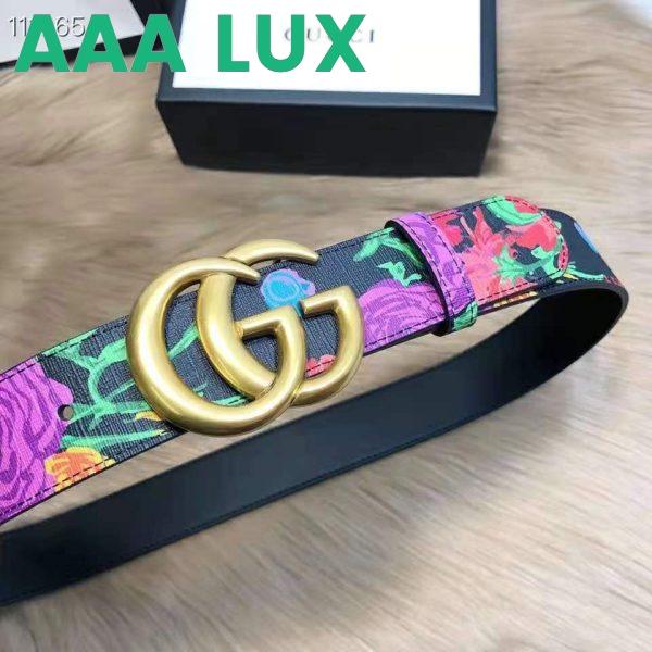 Replica Gucci Women Ken Scott Print GG Marmont Belt Double G Buckle 4 cm Width-Black 7