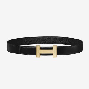 Replica Hermes Men Quizz Belt Buckle & Reversible Leather Strap 32 mm-Gold