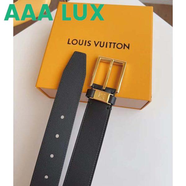 Replica Louis Vuitton Unisex LV City Pin 35MM Belt Black Calf Leather Gold-Color Hardware 9