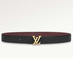 Replica Louis Vuitton Unisex LV Heritage 35 MM Reversible Belt Black Bordeaux Leather