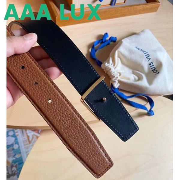 Replica Louis Vuitton Unisex LV Heritage 35 MM Reversible Belt Cognac Black Leather 9