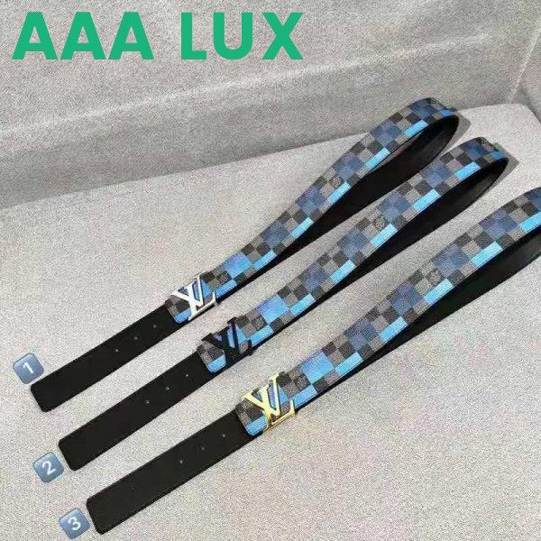 Replica Louis Vuitton Unisex LV Initiales 40 mm Reversible Belt Damier Graphite Canvas Calf-Blue 3