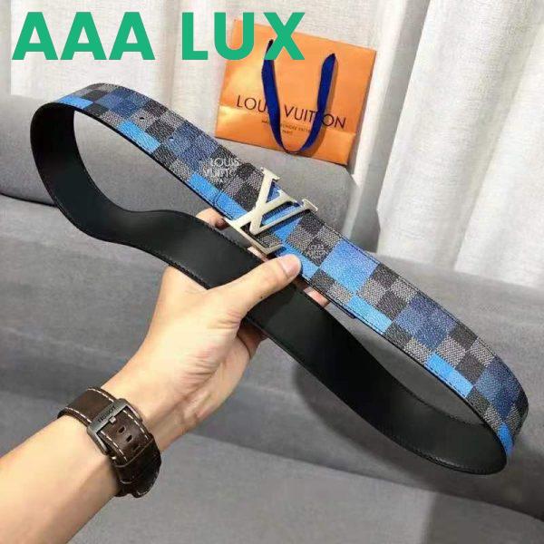 Replica Louis Vuitton Unisex LV Initiales 40 mm Reversible Belt Damier Graphite Canvas Calf-Blue 6