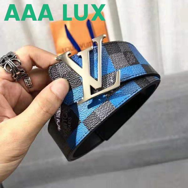 Replica Louis Vuitton Unisex LV Initiales 40 mm Reversible Belt Damier Graphite Canvas Calf-Blue 8