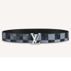 Replica Louis Vuitton Unisex LV Initiales 40 mm Reversible Belt Damier Graphite Canvas Calf-Blue 11