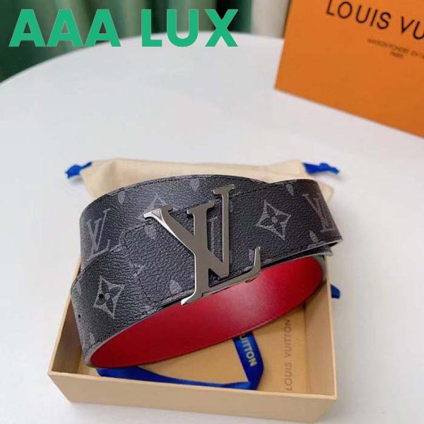 Replica Louis Vuitton Unisex LV Initiales 40MM Reversible Belt Monogram Eclipse Canvas Front 4