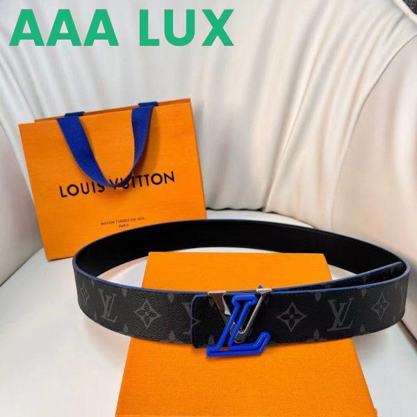 Replica Louis Vuitton Unisex LV Line 40mm Reversible Belt Blue Monogram Eclipse Noir Coated Canvas 3