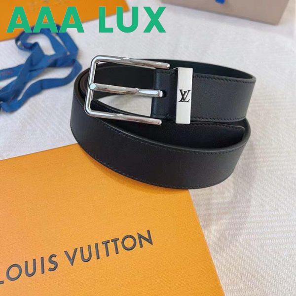 Replica Louis Vuitton Unisex LV Pont Neuf 35mm Belt Anthracite Gray Ombre Calf Leather 4