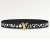 Replica Louis Vuitton Unisex LV x YK LV Initiales 30 MM Reversible Infinity Dots Belt Black Leather