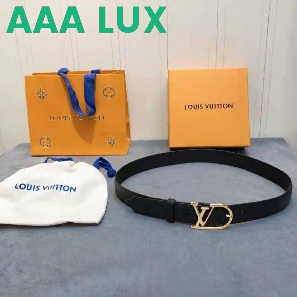 Replica Louis Vuitton Unisex Neogram 30 mm Belt Anagramme Bombé Strap-Black 3