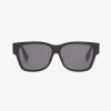 Replica Gucci Unisex Rectangular-Frame Acetate Sunglasses Shiny Black Acetate Temples Crystals 8