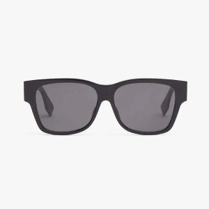 Replica Fendi Women O’Lock Black Acetate Sunglasses with Logo in Crystals