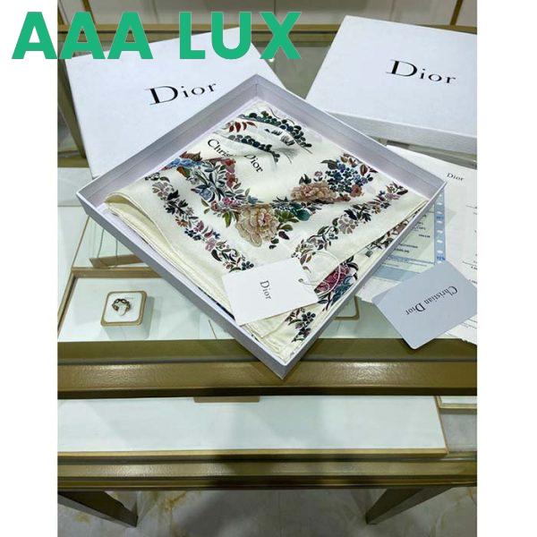 Replica Dior CD Women Jardin D’Hiver 90 Square Scarf White Multicolor Silk Twill 5