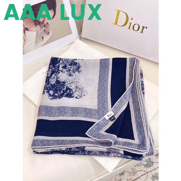 Replica Dior CD Women Toile De Jouy Sauvage Square 90 Scarf Ivory Navy Blue Silk Twill 5