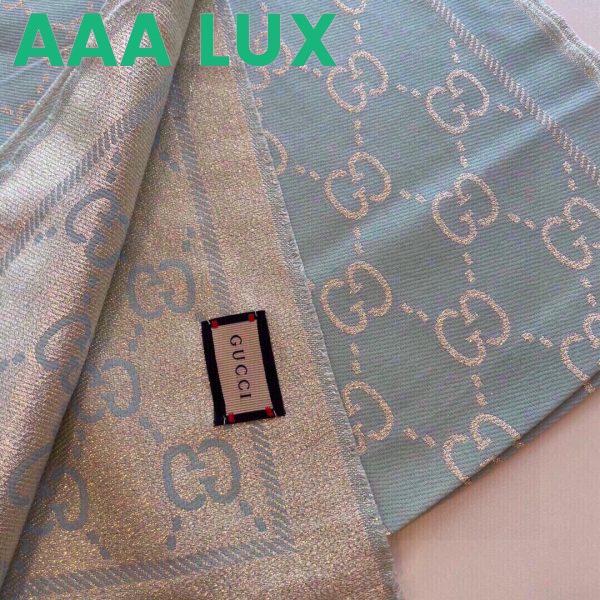 Replica Gucci Unisex GG Wool Scarf Beige Mini GG Wool Turquoise Tassel Detail 8