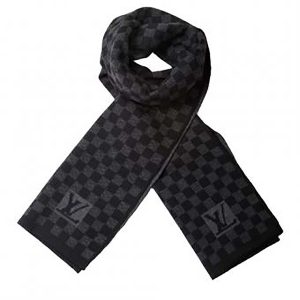 Replica Louis Vuitton LV Men Petit Damier Scarf NM Wool-Black 2