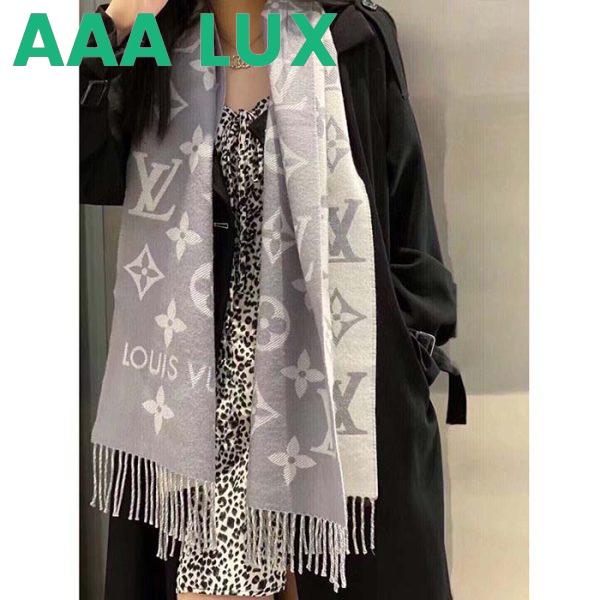 Replica Louis Vuitton LV Unisex Essential Scarf Grey Wool Jacquard Weave Monogram Pattern 10
