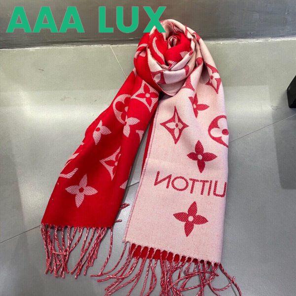 Replica Louis Vuitton LV Unisex Essential Scarf Red Wool Jacquard Weave Monogram Pattern 3