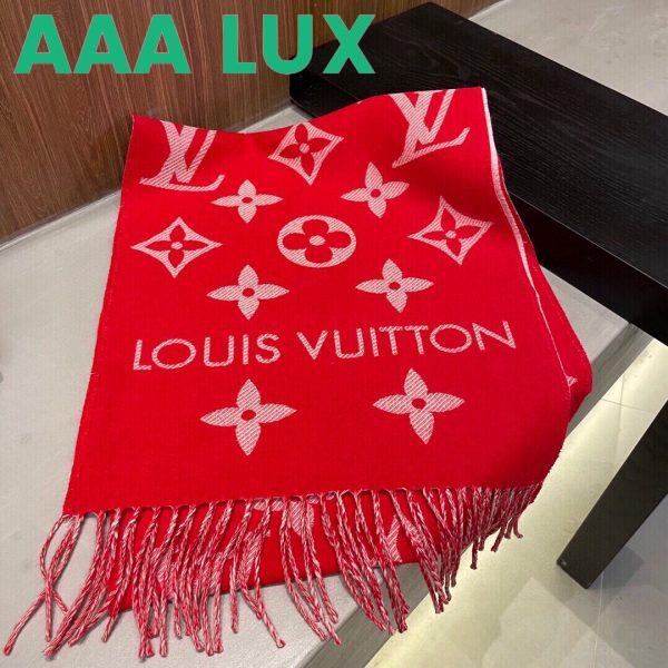 Replica Louis Vuitton LV Unisex Essential Scarf Red Wool Jacquard Weave Monogram Pattern 4
