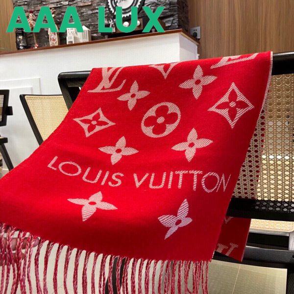 Replica Louis Vuitton LV Unisex Essential Scarf Red Wool Jacquard Weave Monogram Pattern 5