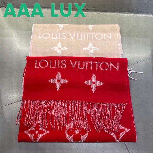 Replica Louis Vuitton LV Unisex Essential Scarf Red Wool Jacquard Weave Monogram Pattern 6
