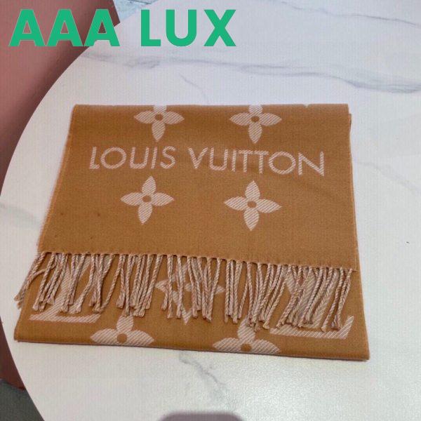 Replica Louis Vuitton LV Unisex Essential Scarf Sandy Wool Contrasting Monogram Motif Signature 3
