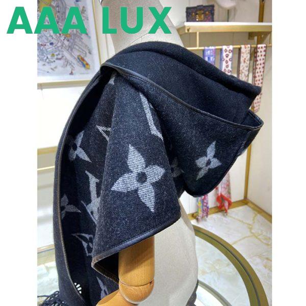 Replica Louis Vuitton LV Unisex Fall For You Hood Scarf Black Wool Cashmere Jacquard Monogram 6