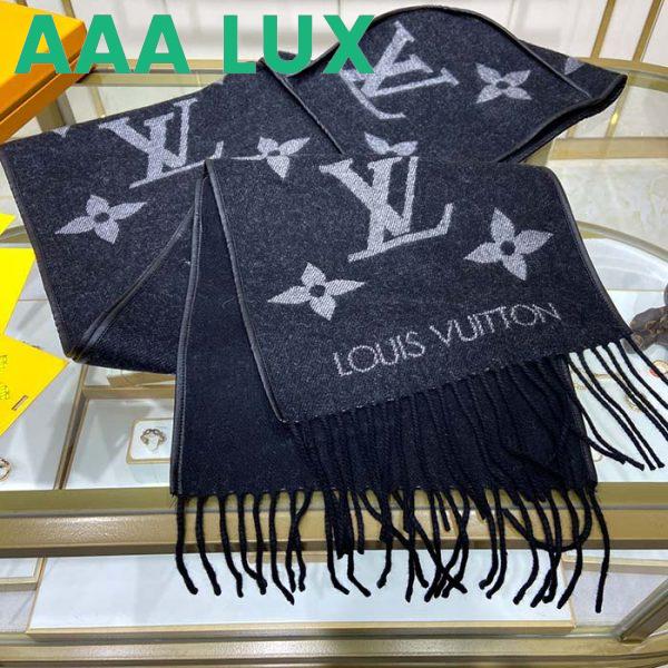 Replica Louis Vuitton LV Unisex Fall For You Hood Scarf Black Wool Cashmere Jacquard Monogram 8