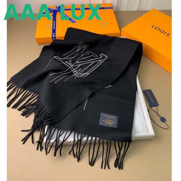 Replica Louis Vuitton LV Unisex Stitch Scarf Black Monogram Flowers Wool Cashmere Jacquard 8