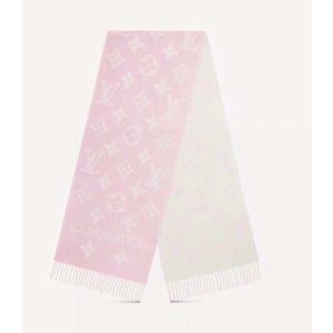Replica Louis Vuitton LV Women Essential Scarf Pink Wool Jacquard Weave Monogram Pattern 2