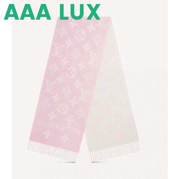 Replica Louis Vuitton LV Women Essential Scarf Pink Wool Jacquard Weave Monogram Pattern 2