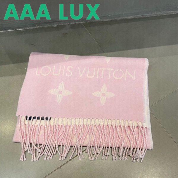 Replica Louis Vuitton LV Women Essential Scarf Pink Wool Jacquard Weave Monogram Pattern 3