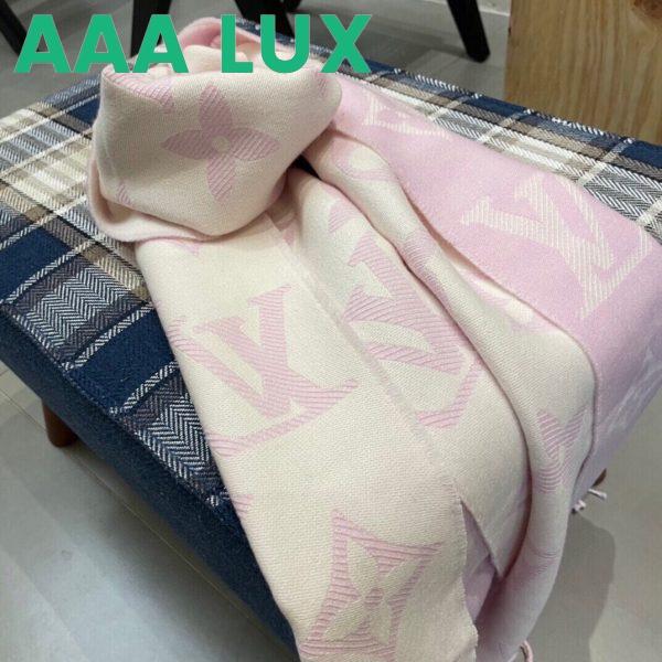 Replica Louis Vuitton LV Women Essential Scarf Pink Wool Jacquard Weave Monogram Pattern 4