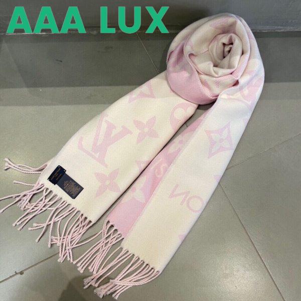 Replica Louis Vuitton LV Women Essential Scarf Pink Wool Jacquard Weave Monogram Pattern 5