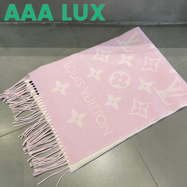 Replica Louis Vuitton LV Women Essential Scarf Pink Wool Jacquard Weave Monogram Pattern 6