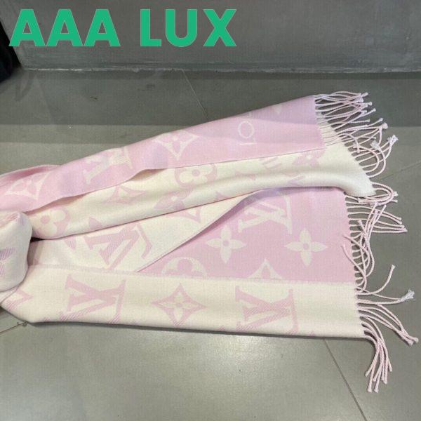 Replica Louis Vuitton LV Women Essential Scarf Pink Wool Jacquard Weave Monogram Pattern 8