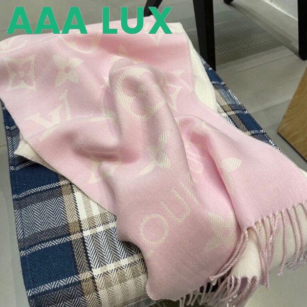 Replica Louis Vuitton LV Women Essential Scarf Pink Wool Jacquard Weave Monogram Pattern 10