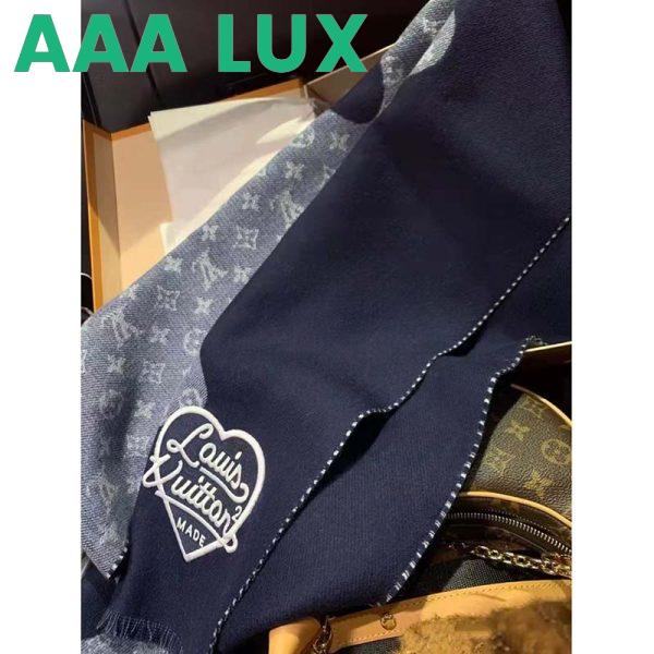 Replica Louis Vuitton Unisex Monogram Drip Scarf Blue 100% Wool Allover Monogram 3