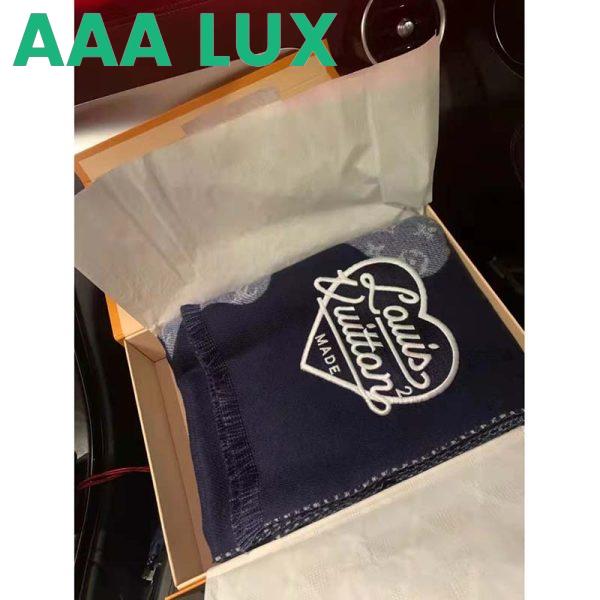 Replica Louis Vuitton Unisex Monogram Drip Scarf Blue 100% Wool Allover Monogram 5