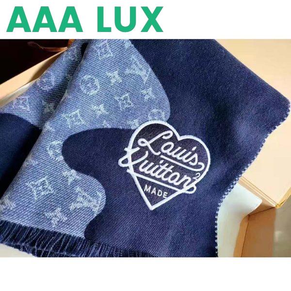 Replica Louis Vuitton Unisex Monogram Drip Scarf Blue 100% Wool Allover Monogram 6