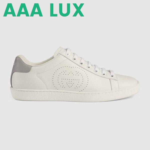Replica Gucci GG Unisex Ace Sneaker Perforated Interlocking G White Leather