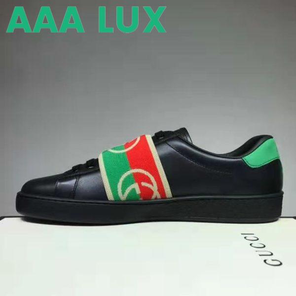 Replica Gucci GG Unisex Ace Sneaker with Elastic Web Interlocking G Black Leather 6