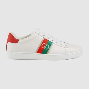 Replica Gucci GG Unisex Ace Sneaker with Interlocking G House Web White Leather