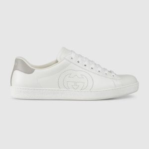 Replica Gucci GG Unisex Ace Sneaker with Interlocking G White Leather
