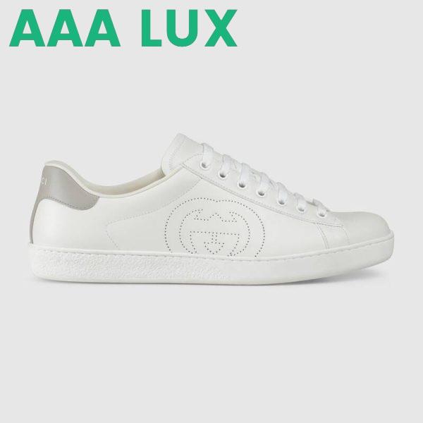 Replica Gucci GG Unisex Ace Sneaker with Interlocking G White Leather