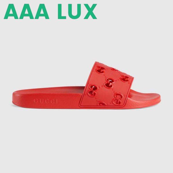 Replica Gucci Men’s Rubber GG Slide Sandal-Red